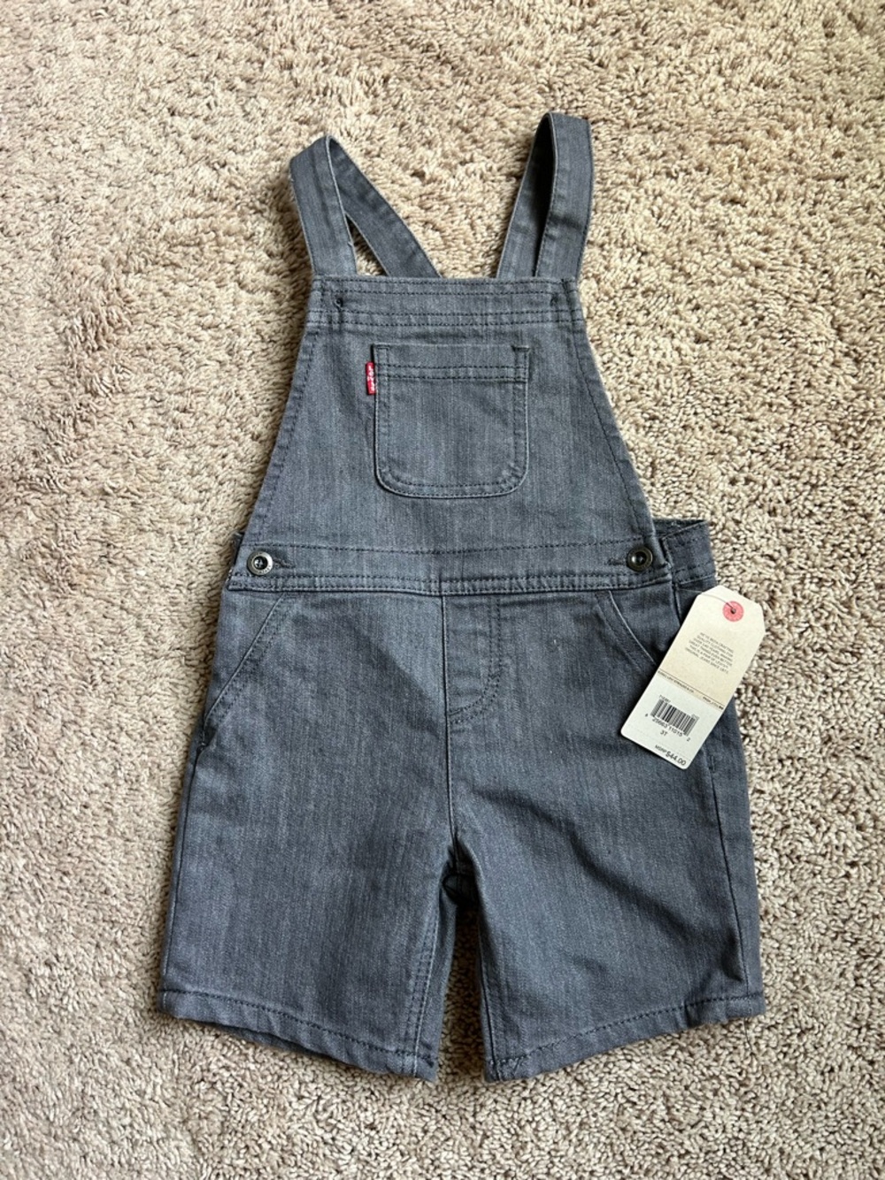 Levi's Gray Denim Short Overalls for Toddler - Picture 1 of 4